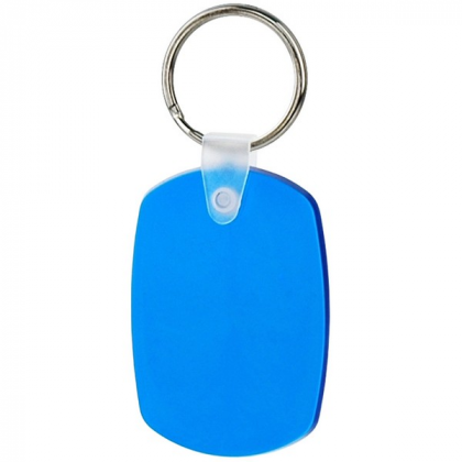 Oval Soft Squeezable Key Tag Promotional Custom Imprinted With Logo- Translucent Blue